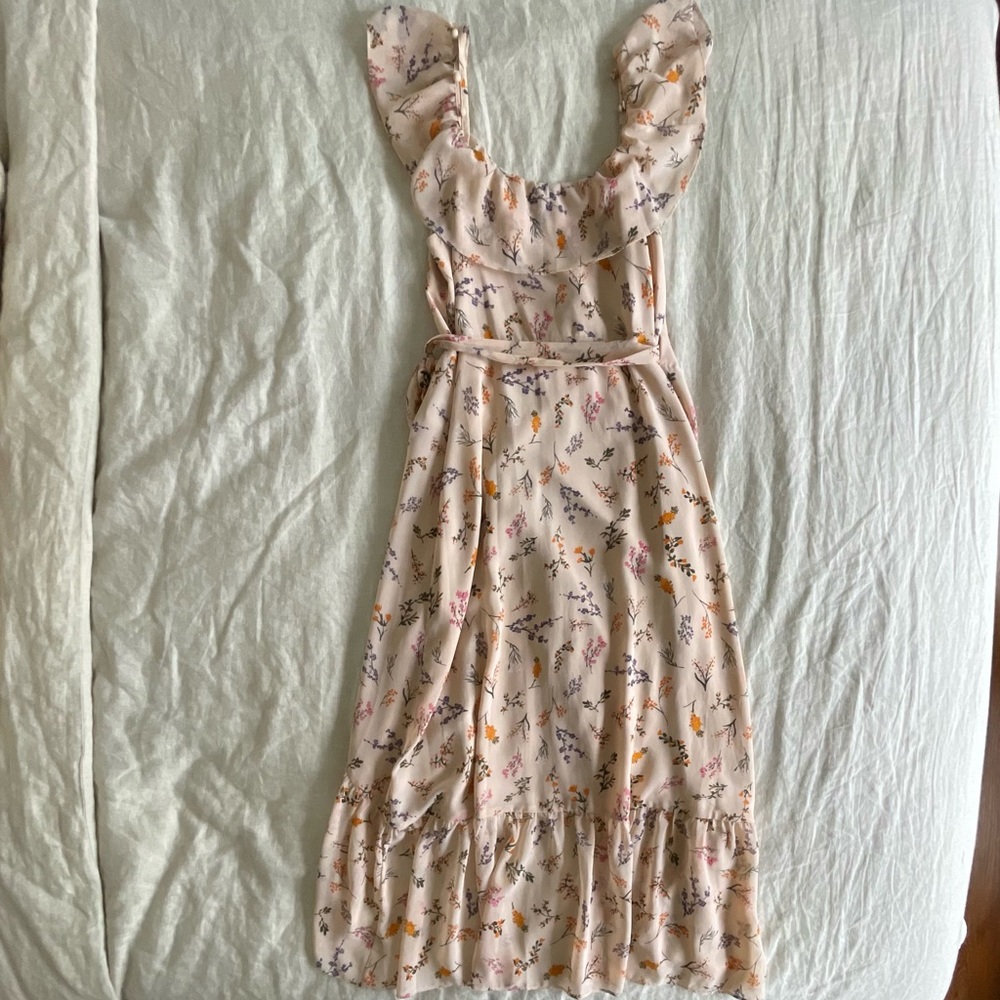 *SOLD* Rebecca Minkoff Jessica Ruffled Floral-Print Midi Wrap Dress - Picture 12 of 14